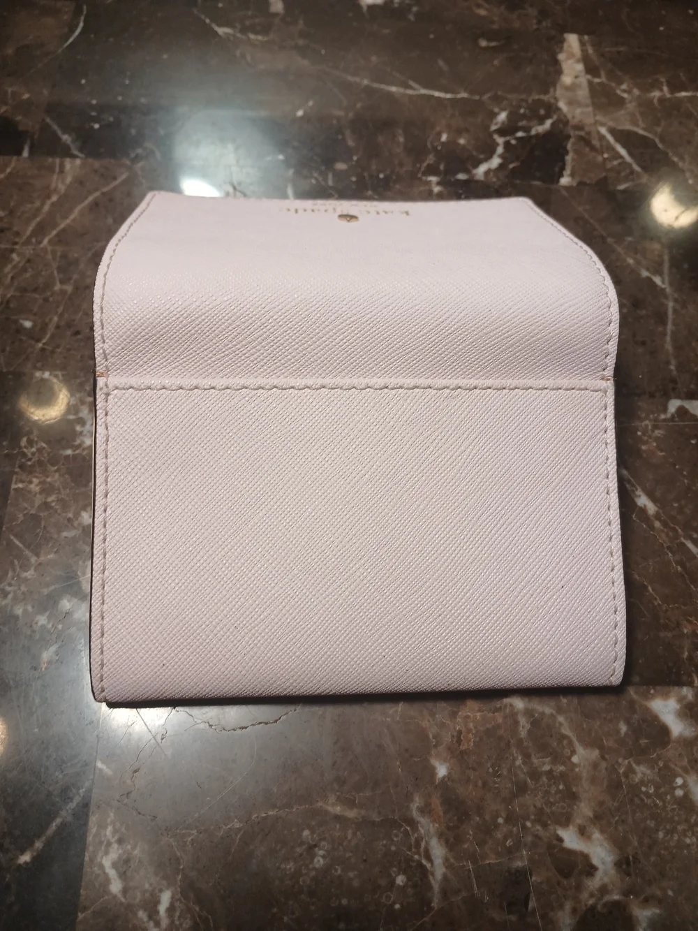 kate spade light pink Saffiano card & key holder with gold logo